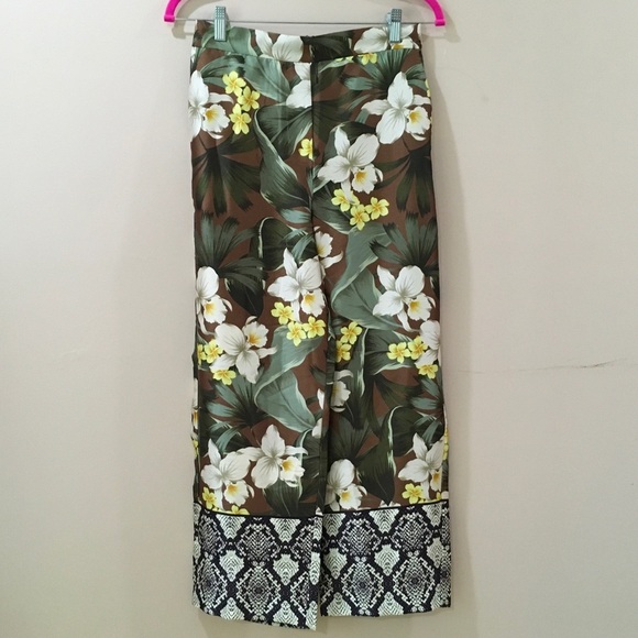 MNG Mango Printed straight leg pants Trouser Satin effect size small new - Picture 7 of 9